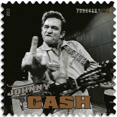 Punk Philatelist Johnny Cash Flips The Bird stamp