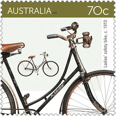 Australia 2015 Bicycles 70c 1910 Ladies' safety bike stamp