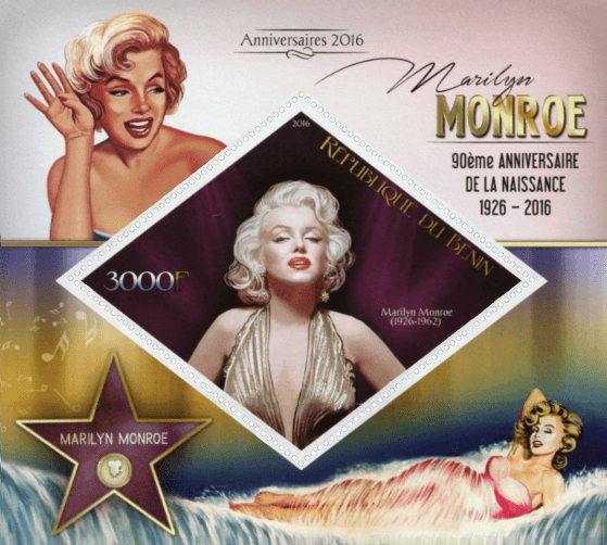 Benin 2016 90th Anniversary of the birth of Marilyn Monroe minisheet