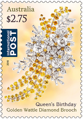 Australia 2016 Queen's Birthday $2.75 Golden Wattle Diamond Brooch