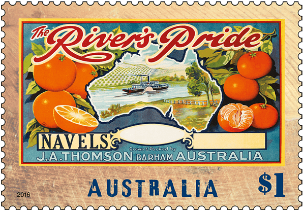 Australia 2016 Nostalgic Fruit Labels $1 River's Pride stamp
