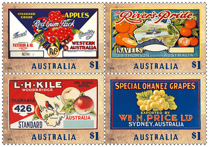 Australia 2016 Nostalgic Fruit Labels stamp set