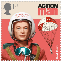 UK 2017 Classic Toys 1st Action Man Red Devil stamp