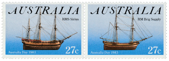 Australia 1983 Australia Day First Fleet ships 27c stamp pair
