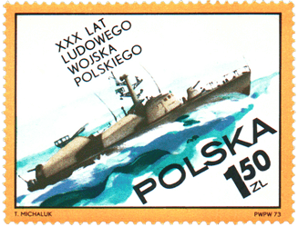 Poland 1973 30th Anniversary of Polish People's Army 1.50zl Osa-class missile boat stamp