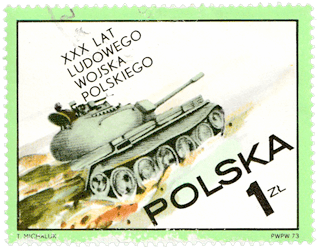 Poland 1973 30th Anniversary of Polish People's Army 1zl T-55 tank stamp