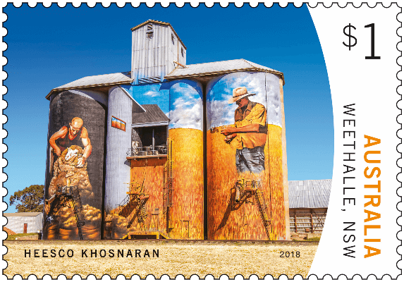Australia 2018 Silo Art $1 Weethalle Heesco Khosnaran stamp