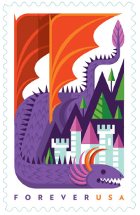USA 2018 Dragons Purple Forever stamp