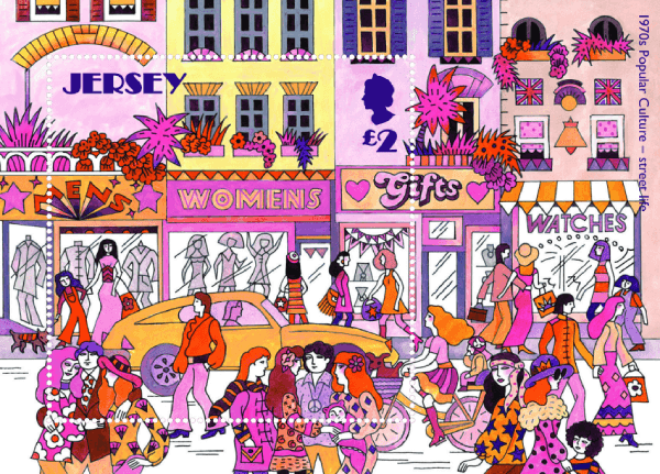 Jersey 2019 1970s Popular Culture £2 Street Life miniature sheet