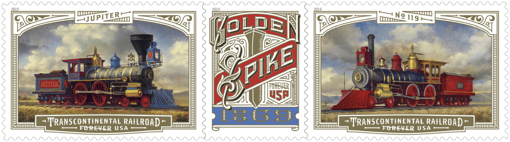 USA 2019 150th Anniversary of the Intercontinental Railroad stamp strip