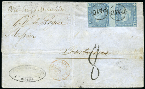 Feldman June 2020 Lot 20125 Mauritius 1859 Lapirot MAURITUS error cover
