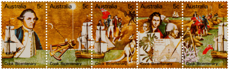 Australia 1970 Captain Cook Bicentenary 5c strip