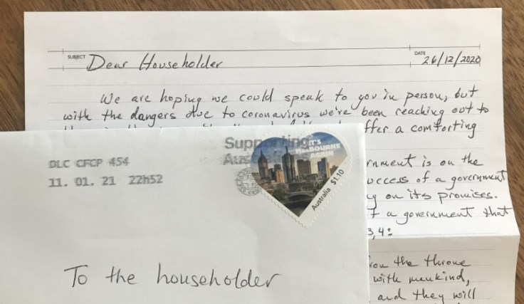 Australia 2021 Melbourne Covid letter