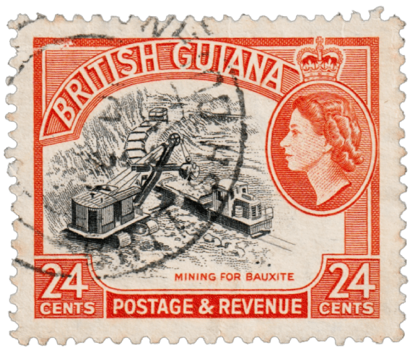 British Guiana 1956 24c Mining for Bauxite stamp