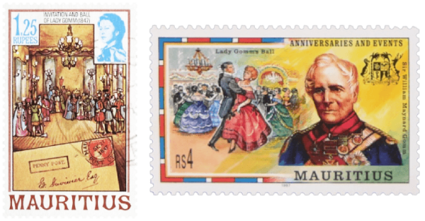 Mauritius 1978 and 1997 Ball of Lady Gomm stamps