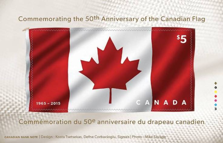 Canada 2015 50th Anniversary of the Canadian Flag $5 press sheet