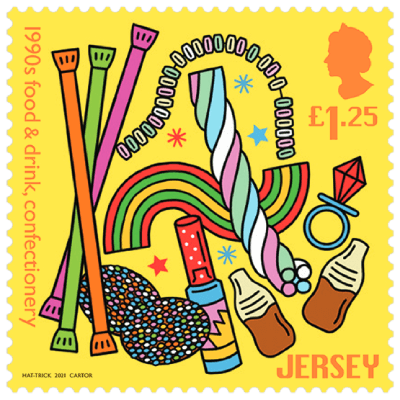 Jersey 2021 1990s Popular Culture £1.25 confectionery stamp