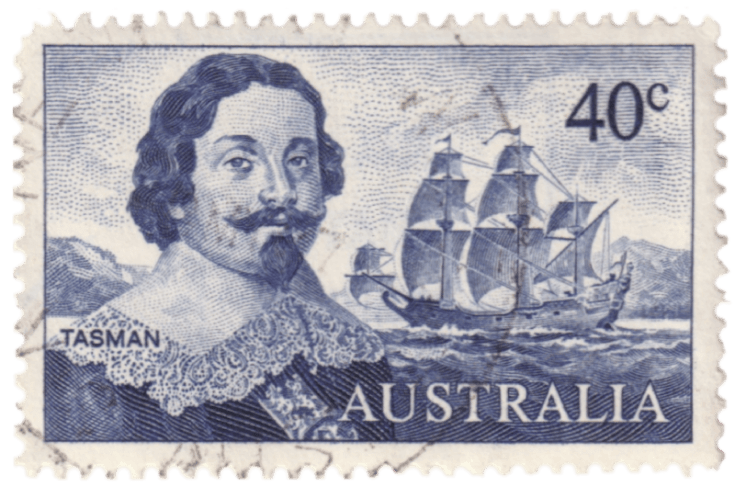 Australia 1966 Navigators 40c Abel Tasman stamp depicting the navigator and his ship