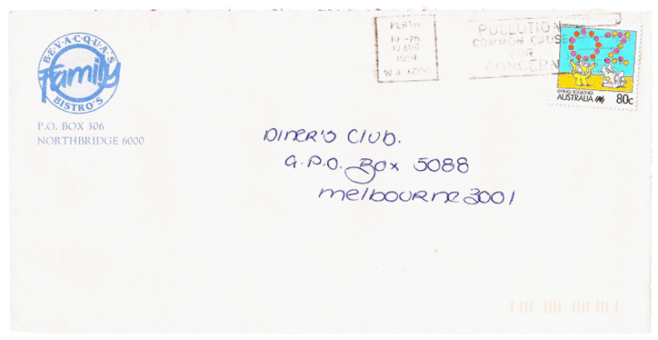 Australia 1988 Living Together 80c Performing Arts stamp paying a domestic letter rate