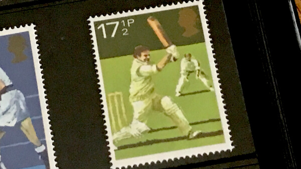 1h UK 1980 Sport Centenaries 17.5p Cricket stamp
