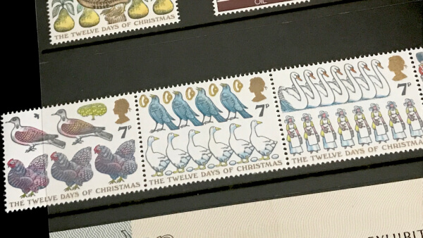 1j UK The Twelve Days of Christmas stamps