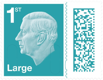 6c UK 2023 Charles III definitive large letter 1ST stamp png