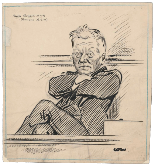 A caricature of then Australian MP Hector Lamond by cartoonist David Low